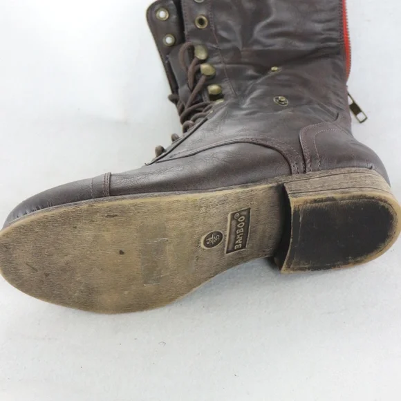 New BAMBOO PAIR of Roll Down USA Flag Combat Boots Sz 5.5 US Women - Picture 8 of 8